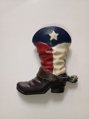 Texas Flag Cowboy Boot Magnet Resin Ornament With Spur